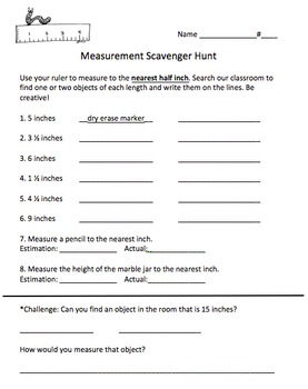 Preview of Editable Measurement Scavenger Hunt in English and Spanish
