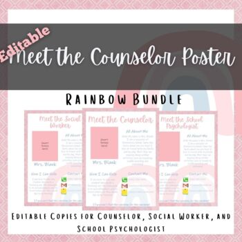 Preview of Editable Meet the Counselor Poster - Rainbow Theme