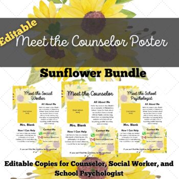 Preview of Editable Meet the Counselor Poster - Sunflower Theme