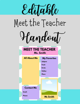 Preview of Editable Meet the Teacher Handout