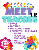 Editable Meet the Teacher Introduction Spanish Floral Theme