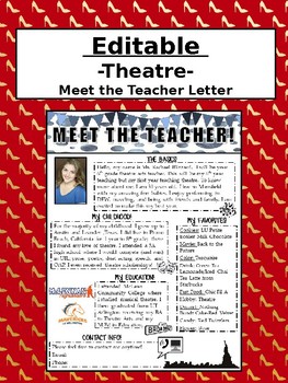 Preview of Editable- Meet the Teacher Letter *FOR THEATRE*