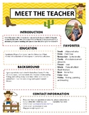 Editable Meet the Teacher Newsletter Western Cowboy Theme