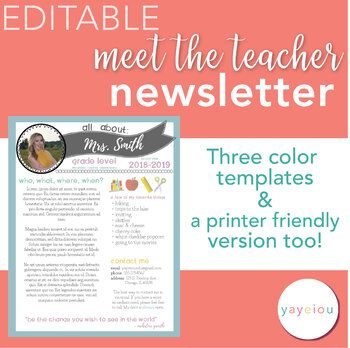 Preview of Editable Meet the Teacher Newsletter for Back to School