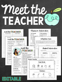 Editable Meet the Teacher / Open House Forms and Resource 