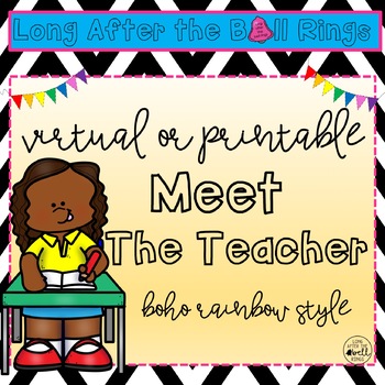Preview of Editable Meet the Teacher Open House- Virtual or Printable (Boho Rainbow)