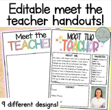 Editable Meet the Teacher Printable's! 9 different handout