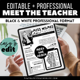 Editable Meet the Teacher Professional Handout for Teacher