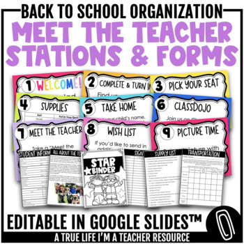 Preview of Editable Meet the Teacher | Sneak a Peek | Open House Stations & Forms