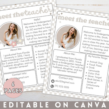 Preview of Editable Meet the Teacher Template | Checkered Neutral Classroom