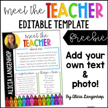 Preview of Editable Meet the Teacher Template FREE