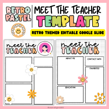 Preview of Editable Meet the Teacher Template | Retro Groovy