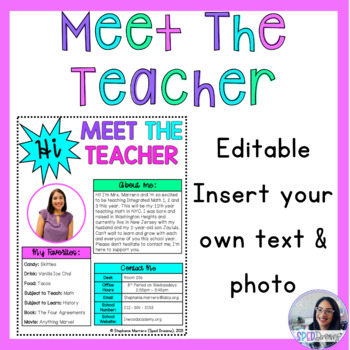 Preview of Editable Meet the Teacher Template for Back to School Night Orientation