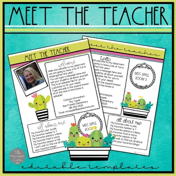 Preview of Editable Meet the Teacher Templates: Succulent Theme
