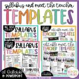 Editable Meet the Teacher Templates and Editable Syllabus 