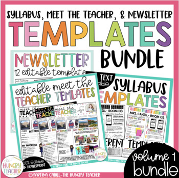 Preview of Editable Meet the Teacher Weekly Newsletter and Syllabus Templates Slides
