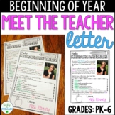Editable Meet the Teacher Welcome Back to School Letter to