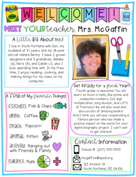 Editable Meet the Teacher Welcome Letter Template by Downeast Teach