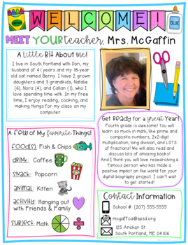 Preview of Editable Meet the Teacher Welcome Letter Template