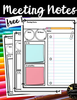 Preview of Editable Meeting Notes Template for Teacher Binder / Back to School / Office