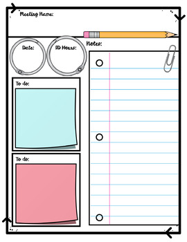 Editable Meeting Notes Template for Teacher Binder / Back to School
