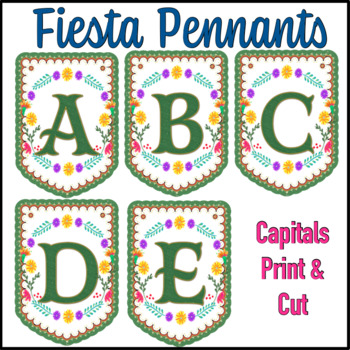 Preview of Editable Hispanic Floral Fiesta Pennants and ABC Letters