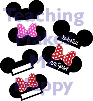 Preview of Editable Mickey & Minnie Mouse Name Labels for Cubbies, Desks, Hooks, and more!