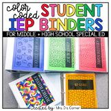 Editable Middle and High School Color Coded Student IEP Bi