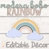 Editable Modern Bohemian Pastel Rainbow Classroom Decor Bundle