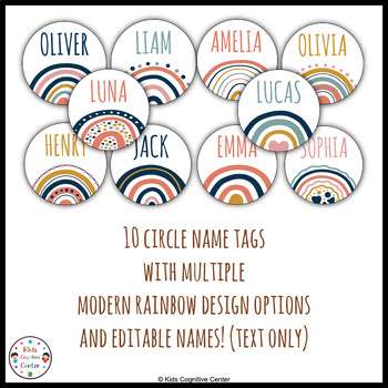 Editable Modern Boho Rainbow Welcome Signs & Circle Name Tags ...