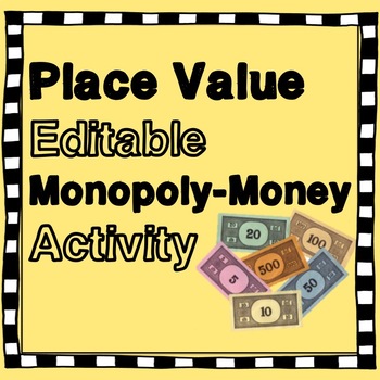 Preview of Editable Monopoly Money Place Value Count