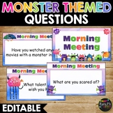 Editable Monster Themed Morning Meeting | Question of the 