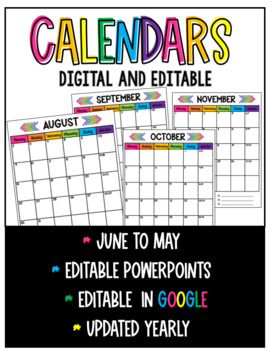 Preview of Editable Monthly Calendar
