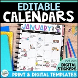Editable Monthly Calendar Digital & Print Planner Template