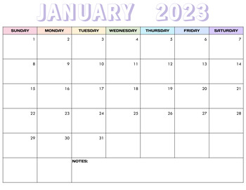Editable Monthly Calendar 2023 Printable & Editable | TPT