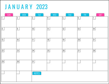 Editable Monthly Calendar 2023 Printable & Editable in Powerpoint