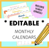 Editable Monthly Calendar, Colorful Brights, Modern, Print