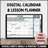 Editable Monthly Calendar + Digital Teacher Planner | Google Sheets Templates