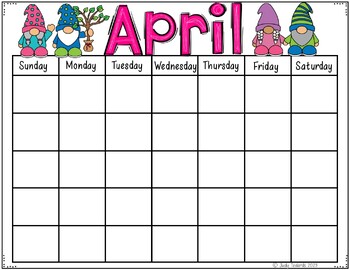 Editable Monthly Calendar (Gnomes) by Judy Tedards | TPT