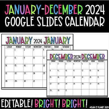 Preview of Editable Monthly Calendar Google Slide-December-January 2024