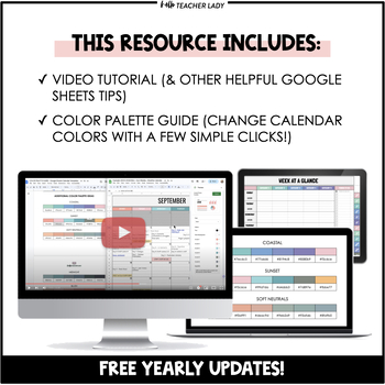 Editable Monthly Calendar Weekly Lesson Planner Google Drive Sheets