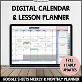 Editable Monthly Calendar + Weekly Lesson Planner | Google Drive (Sheets)