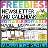 Editable Monthly Calendar & Weekly Newsletter Templates FREEBIE August Sample