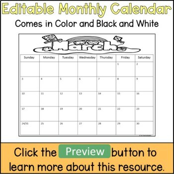 monthly calendar template editable by the traveling