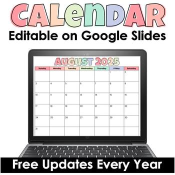 Editable Monthly Calendar on Google Slides™ by Nathalie Rae Resources