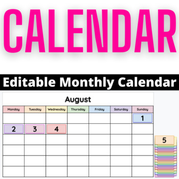 Editable Monthly Calendar on Google Slides™ by FukayamaSensei TPT
