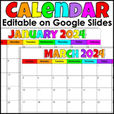 Editable Monthly Calendar on Google Slides™ Bright Rainbow