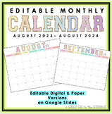 Editable Monthly Calendar on Google Slides for the 2023-20