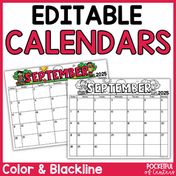 Monthly Editable Calendars 2020 2021 With Free Updates By Pocketful Of Centers