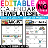 2024-2025 Editable Monthly Calendar Templates Printable & 